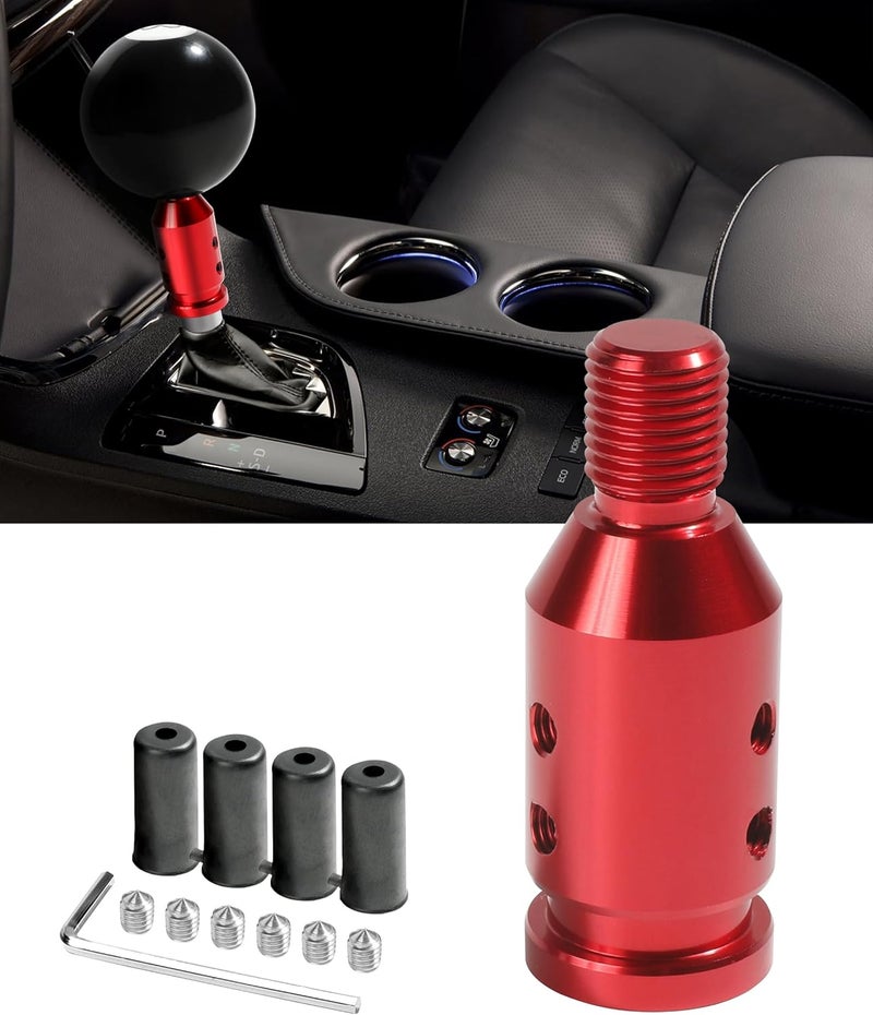 SUJADE YAKEFLY Universal Gear Shift Knob Adapter,Aluminum Alloy Automatic Shifter Adapter Car Adapter,Shifter Boot Retainer Stick Connector for Non-Threaded Manual M12x1.25 (Red), 299PDTPJ001 - Image 1